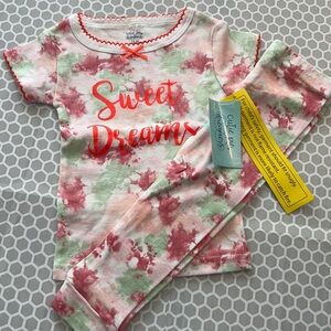 NWT Cutie Pie Sweet Dreams Kids' Tie-Dye Pajama Set - Pink & Green  Size 12M